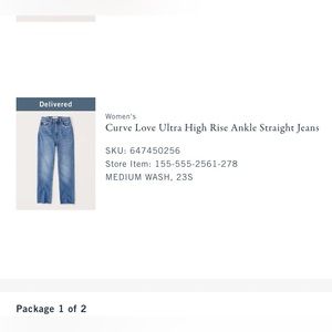 Abercrombie & Fitch Ultra curve ankle love jeans